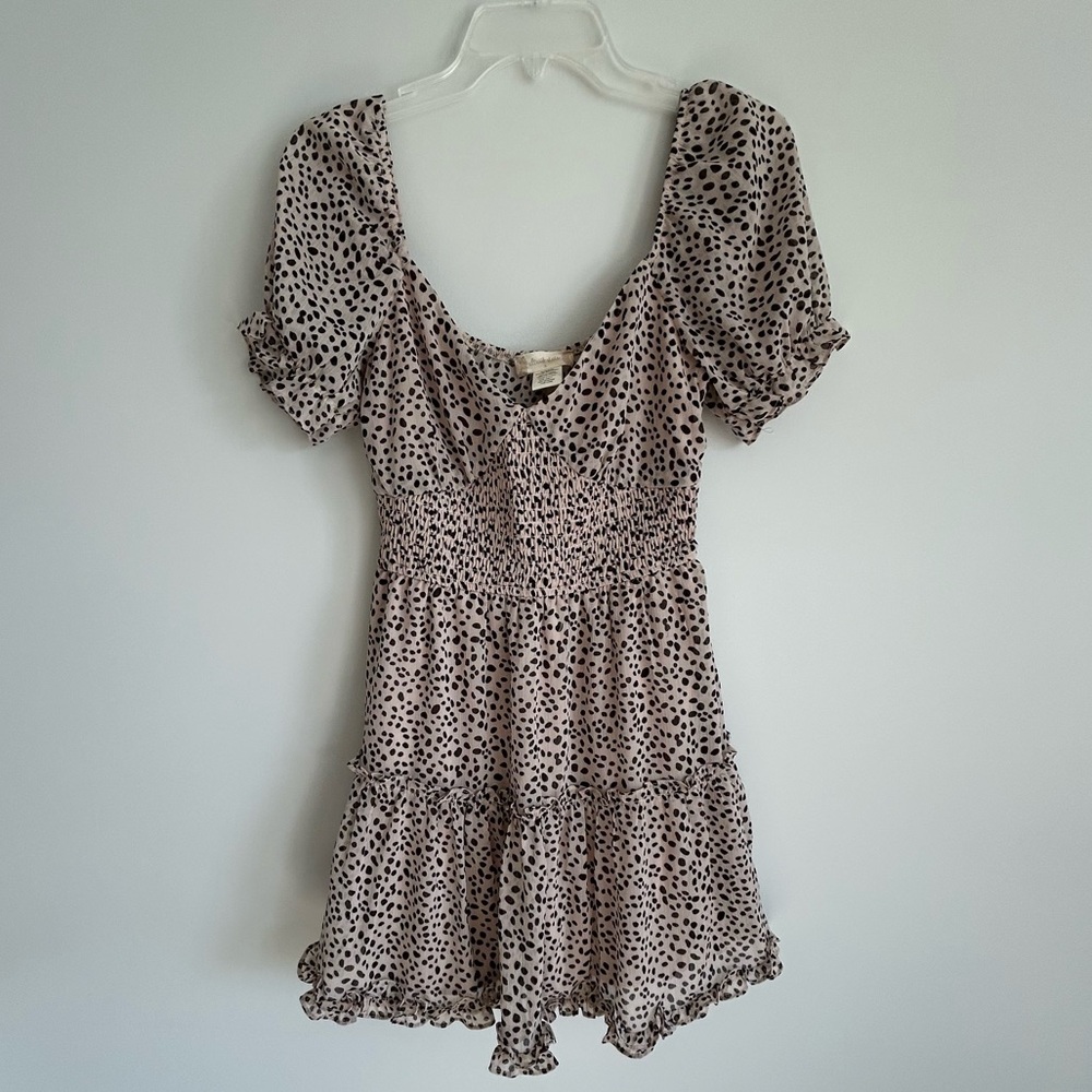 Altar'd State mini dress babydoll chiffon tiered pebble dot print ruffle S